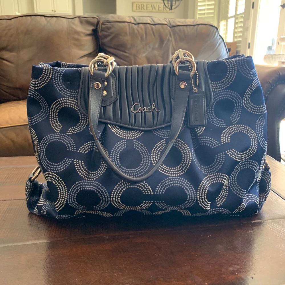 Coach purse - blue & black magnet clasp med. size